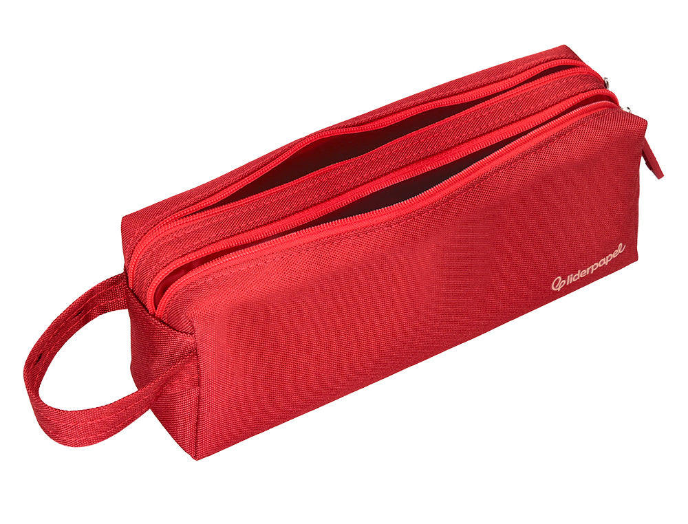 Estuche portatodo liderpapel classic rectangular con asa 2 cremalleras 210 x80mm