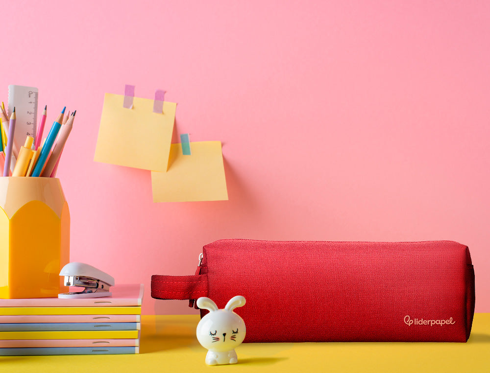 Estuche portatodo liderpapel classic rectangular con asa 2 cremalleras 210 x80mm