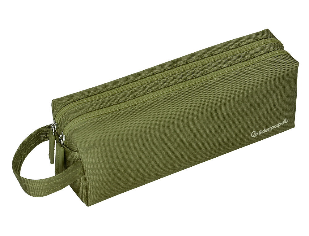 Estuche portatodo liderpapel classic rectangular con asa 2 cremalleras 210 x80mm 